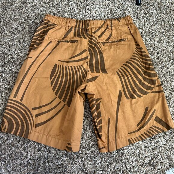 Closed Tie Waist Zip Up Neutral Tropical Abstract Printed Shorts Sz 26 - Picture 10 of 11